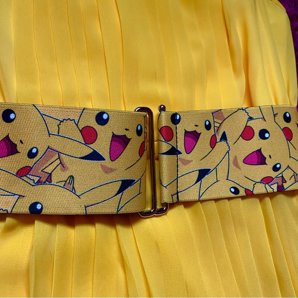 Pokémon Trainer Pikachu Yellow Chiffon Dress Belt Combo Set OOAK SMALL 6 - Picture 2 of 6